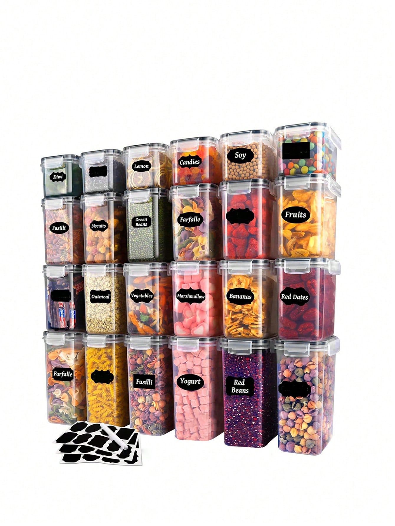 Food Storage Labels - 48 sztuk szczelnych pojemników do przechowywania