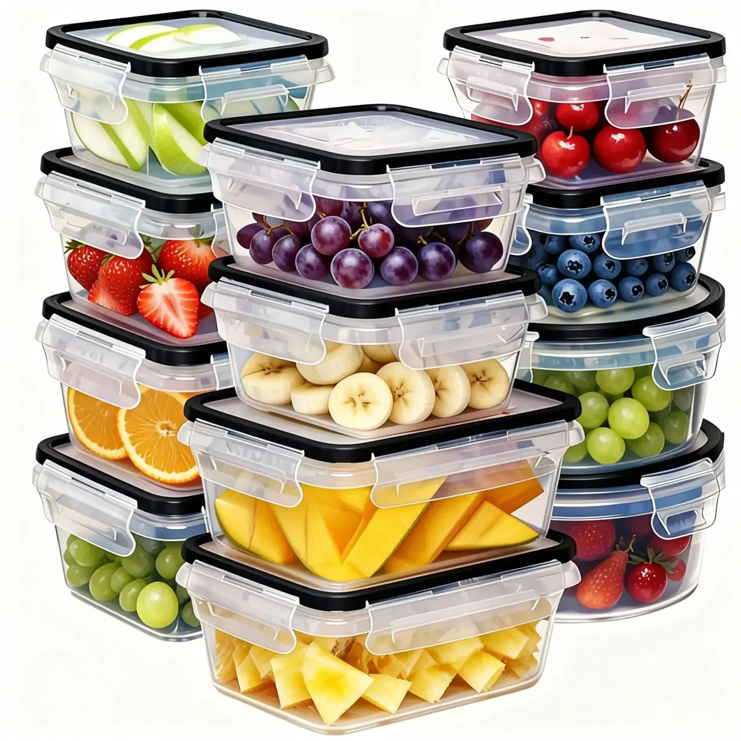 Food Storage Oven Safe - Zestaw 12 sztuk szczelnych pojemników do